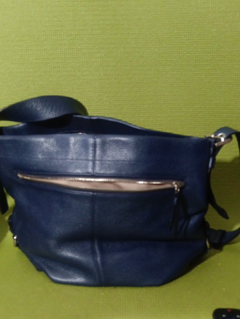 Coach Navy Blue Pebbled Leather Shoulder Bag - Picture 2 of 8